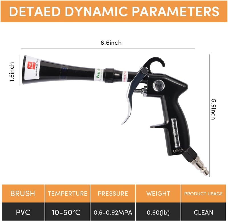 ANABIUP Tornado Air Blow Gun for Car Detailing - High Pressure Dry Cleaning Gun with Brass Nozzle, Quickly Blasts Dust & Dirt, Works with Air Compressor - Image 3